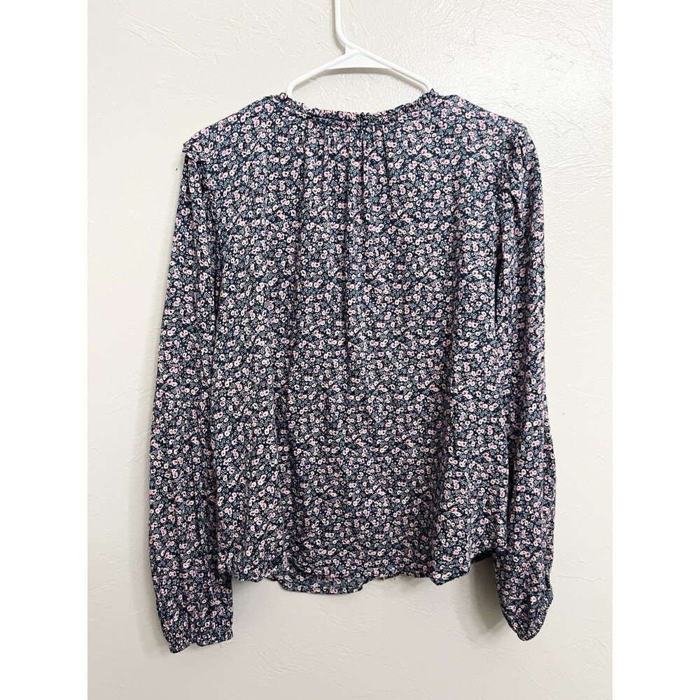 GAP Navy Floral Button-Front Blouse with Pink Accents - Picture 5 of 9